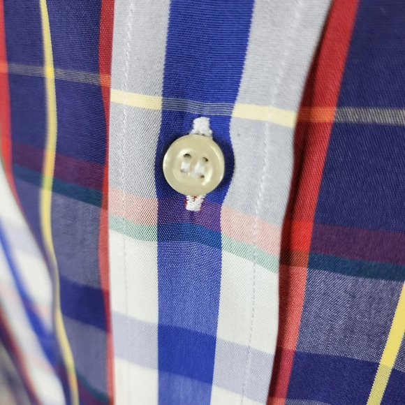 Paul & Shark Yachting Plaid Short Sleeve Button Front Shirt White Blue Size 41 - Picture 9 of 12
